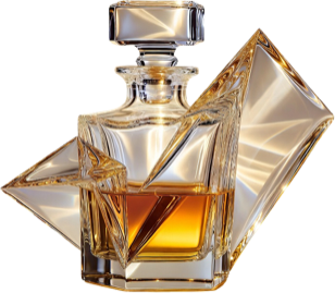 a cut-crystal 24C decanter throwing light